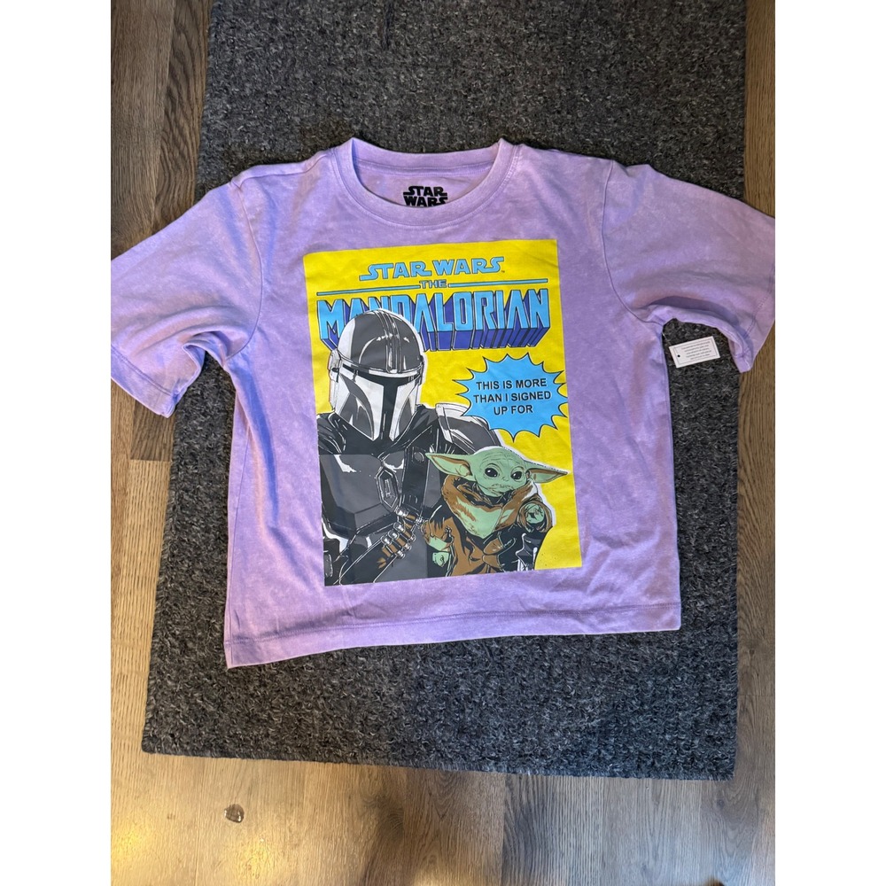 Star Wars The Mandalorian Grogu Graphic Tee Purple Short Sleeve Shirt